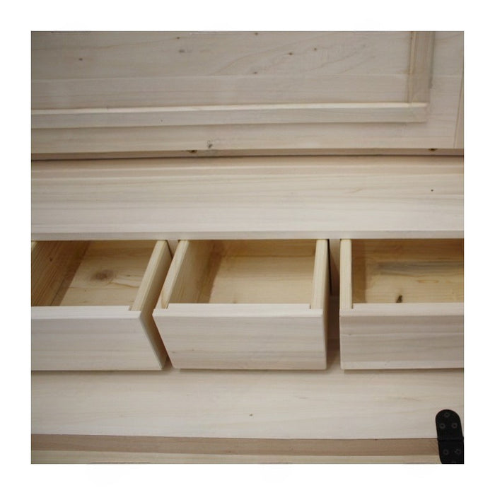 cassettiera 7 cassetti classica con ribalta legno massello grezzo 126x53x98 (530) - Mobili 2G