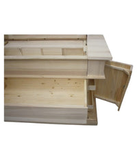 cassettiera 7 cassetti classica con ribalta legno massello grezzo 126x53x98 (530) - Mobili 2G