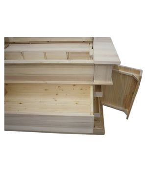 cassettiera 7 cassetti classica con ribalta legno massello grezzo 126x53x98 (530) - Mobili 2G