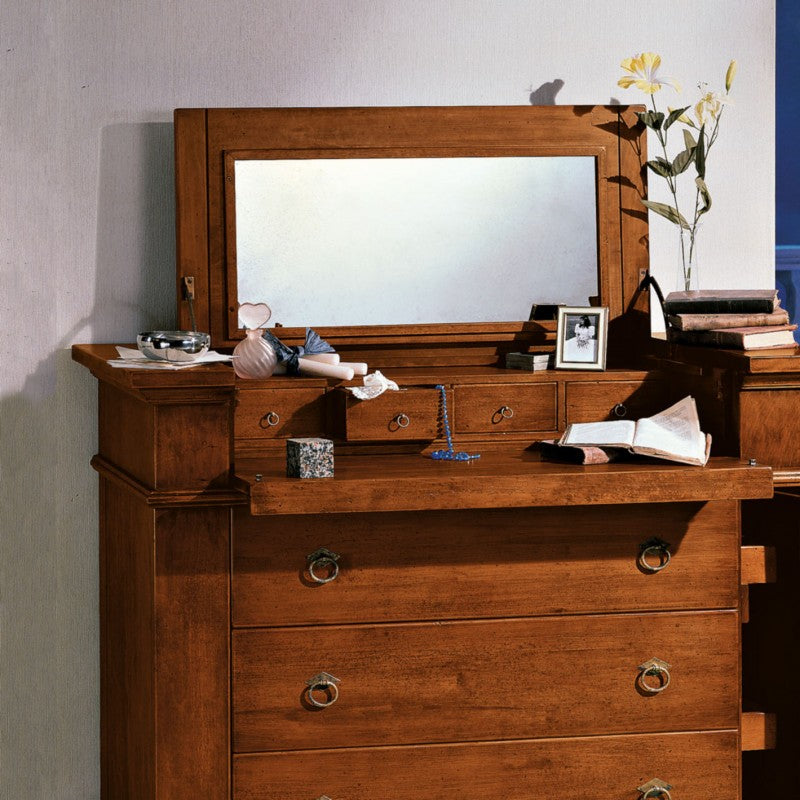 cassettiera 7 cassetti classica con ribalta legno tinta noce 126x53x98 (530) - Mobili 2G