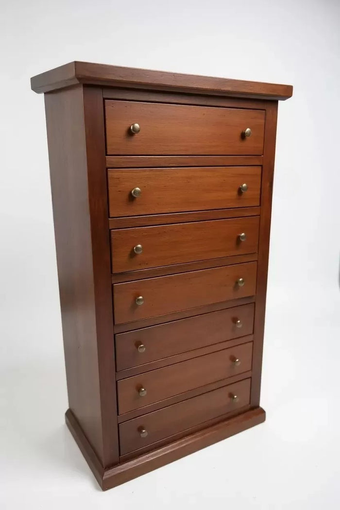 Cassettiera 7 cassetti in legno arte povera tinta noce 70x40x120 - Mobili 2G