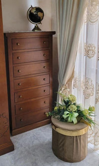 Cassettiera 7 cassetti in legno arte povera tinta noce 70x40x120 - Mobili 2G