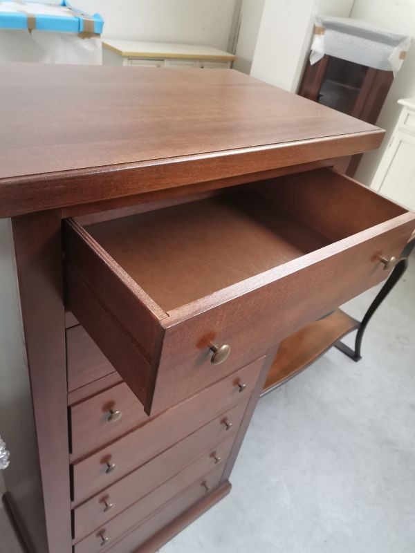 Cassettiera 7 cassetti in legno arte povera tinta noce 70x40x120 - Mobili 2G