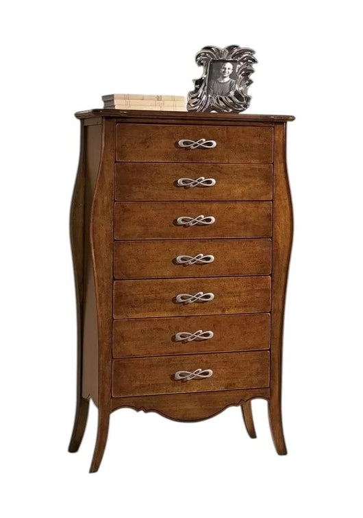 Cassettiera 7 cassetti in legno arte povera tinta noce l.80 x p.47 h.138 - Mobili 2G