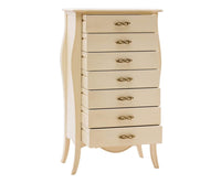 Cassettiera 7 cassetti in legno shabby avorio l.80 x p.47 h.138 - Mobili 2G