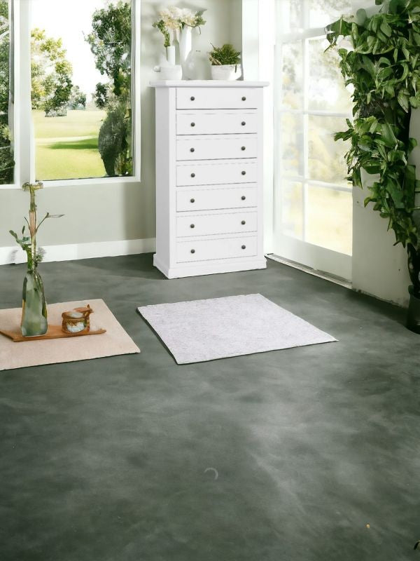 Cassettiera 7 cassetti in legno shabby bianco 68x40x125 - Mobili 2G