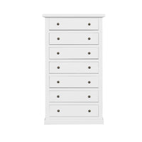 Cassettiera 7 cassetti in legno shabby bianco 68x40x125 - Mobili 2G