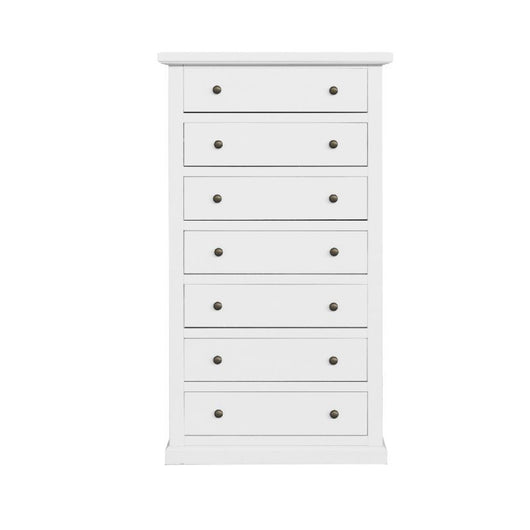 Cassettiera 7 cassetti in legno shabby bianco 68x40x125 - Mobili 2G