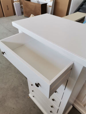 Cassettiera 7 cassetti in legno shabby bianco 68x40x125 - Mobili 2G