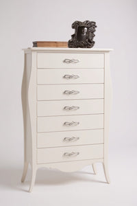 Cassettiera 7 cassetti in legno shabby bianco l.80 x p.47 h.138 (494) - Mobili 2G