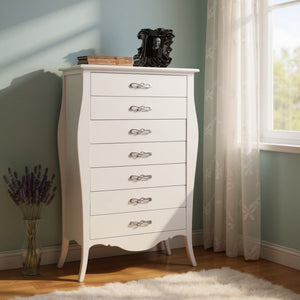 Cassettiera 7 cassetti in legno shabby bianco l.80 x p.47 h.138 (494) - Mobili 2G