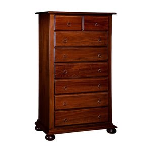 Cassettiera 8 cassetti in legno arte povera tinta noce 102x49x153 - Mobili 2G