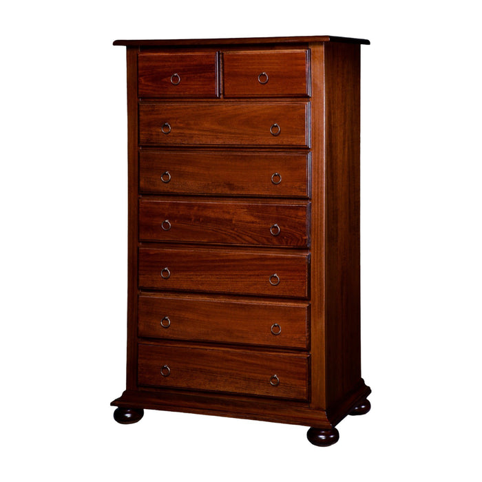 Cassettiera 8 cassetti in legno arte povera tinta noce 102x49x153 - Mobili 2G