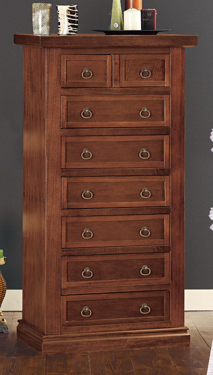 Cassettiera 8 cassetti in legno arte povera tinta noce 63x37x127