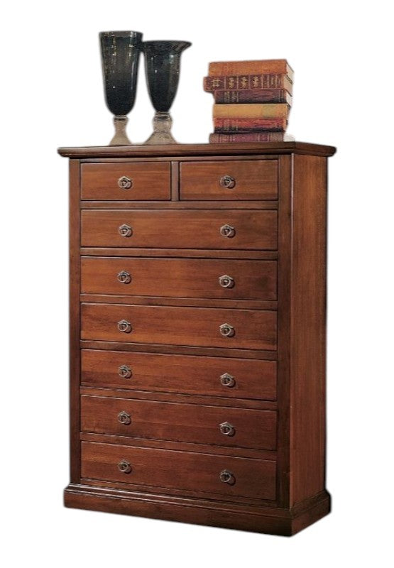 Cassettiera 8 cassetti in legno arte povera tinta noce 86x40x126 - Mobili 2G