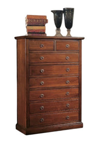 Cassettiera 8 cassetti in legno arte povera tinta noce 86x40x126 - Mobili 2G