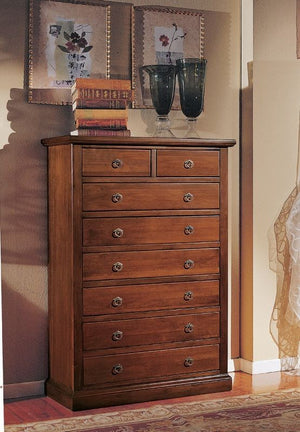 Cassettiera 8 cassetti in legno arte povera tinta noce 86x40x126 - Mobili 2G