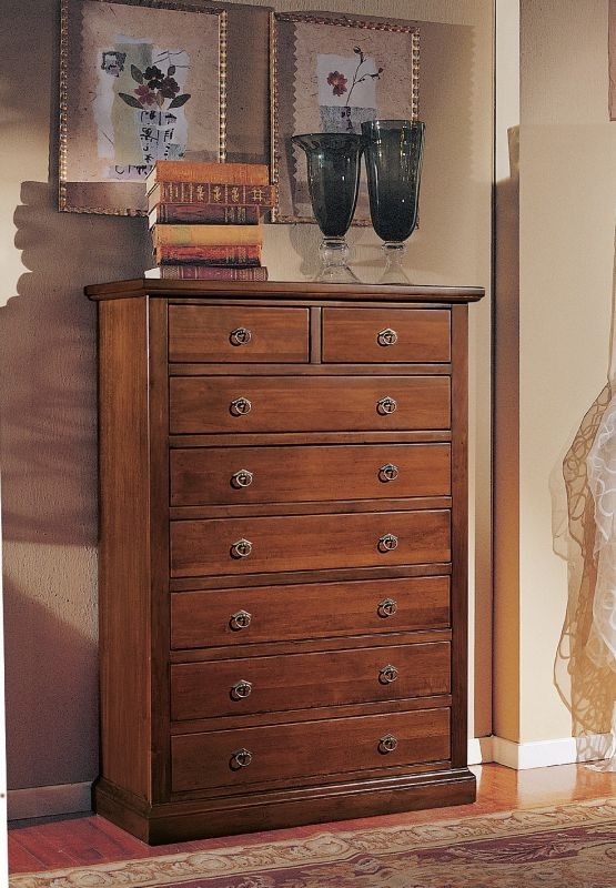 Cassettiera 8 cassetti in legno arte povera tinta noce 86x40x126 - Mobili 2G