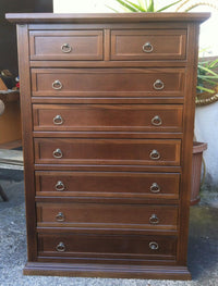 Cassettiera 8 cassetti in legno arte povera tinta noce 87x45x127 - Mobili 2G