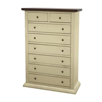 Cassettiera 8 cassetti in legno shabby avorio anticato noce 87x40x125 - Mobili 2G