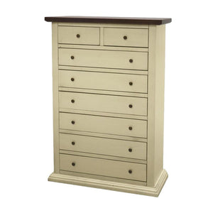 Cassettiera 8 cassetti in legno shabby avorio anticato noce 87x40x125 - Mobili 2G