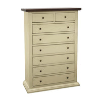 Cassettiera 8 cassetti in legno shabby avorio anticato noce 87x40x125 - Mobili 2G