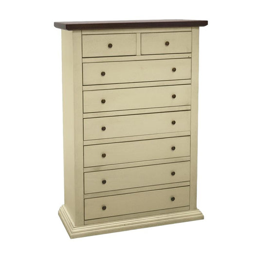 Cassettiera 8 cassetti in legno shabby avorio anticato noce 87x40x125 - Mobili 2G