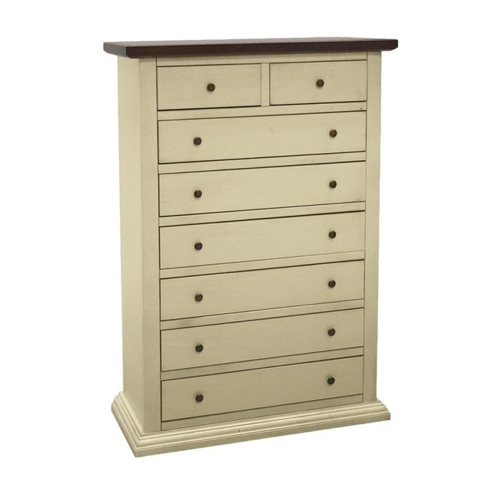 Cassettiera 8 cassetti in legno shabby avorio anticato noce 87x40x125 - Mobili 2G