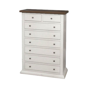 Cassettiera 8 cassetti in legno shabby bianco e noce 87x40x125 - Mobili 2G