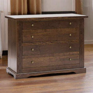 Cassettiera arte povera 4 cassetti legno tinta noce 115x50x90 (78f) - Mobili 2G