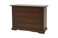 Cassettiera arte povera 4 cassetti legno tinta noce 115x50x90 (78f) - Mobili 2G