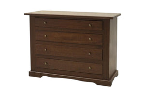 Cassettiera arte povera 4 cassetti legno tinta noce 115x50x90 (78f) - Mobili 2G