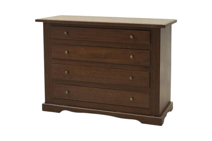 Cassettiera arte povera 4 cassetti legno tinta noce 115x50x90 (78f) - Mobili 2G