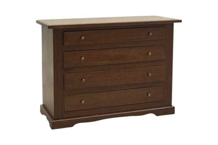 Cassettiera arte povera 4 cassetti legno tinta noce 115x50x90 (78f) - Mobili 2G