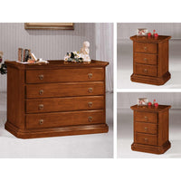 Cassettiera arte povera 4 cassetti legno tinta noce 150x57x97 (417) - Mobili 2G