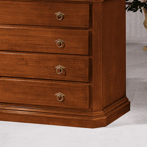 Cassettiera arte povera 4 cassetti legno tinta noce 150x57x97 (417) - Mobili 2G