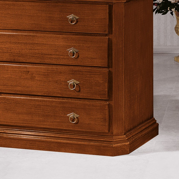 Cassettiera arte povera 4 cassetti legno tinta noce 150x57x97 (417) - Mobili 2G