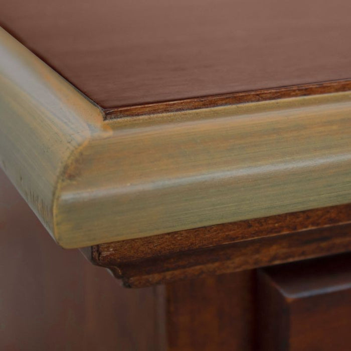 Cassettiera arte povera 5 cassetti legno noce scuro decori 117x51x101 - Mobili 2G