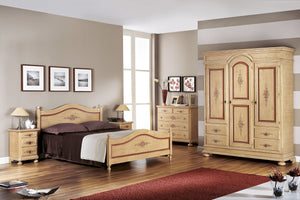  cassettiera arte povera 5 cassetti legno shabby avorio rosso 116x51x101 (1422) - Mobili 2G