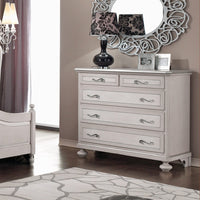  cassettiera arte povera 5 cassetti legno shabby tortora grigio 116x51x101 (1475) - Mobili 2G