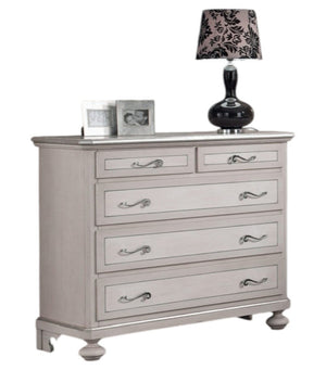  cassettiera arte povera 5 cassetti legno shabby tortora grigio 116x51x101 (1475) - Mobili 2G