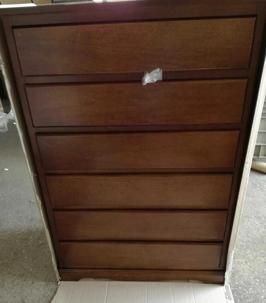 Cassettiera arte povera 6 cassetti in legno tinta noce scuro 97x49x140 - Mobili 2G