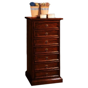 Cassettiera arte povera 7 cassetti in legno tinta noce scuro 60x47x115 (717) - Mobili 2G
