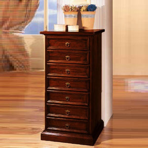 Cassettiera arte povera 7 cassetti in legno tinta noce scuro 60x47x115 (717) - Mobili 2G