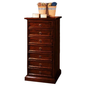 Cassettiera arte povera 7 cassetti in legno tinta noce scuro 60x47x115 (717) - Mobili 2G