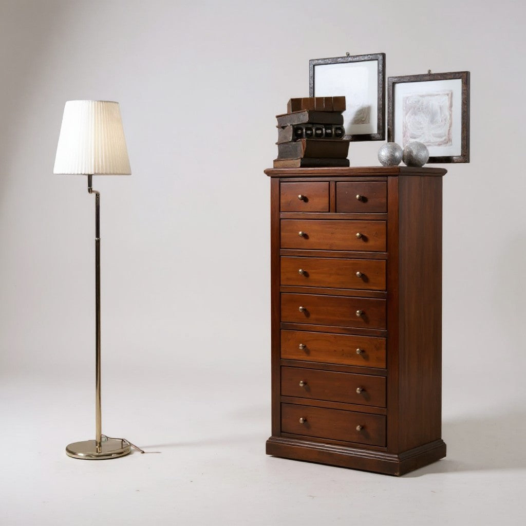 Cassettiera arte povera 8 cassetti in legno bassano 70x40x125 - Mobili 2G