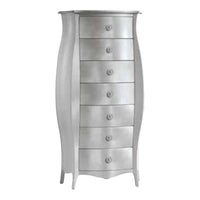 Cassettiera bombata in legno foglia argento 74x37x142