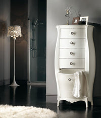 Cassettiera bombata legno bianco 4 cassetti e ribalta 73x37x141 (1379) - Mobili 2G