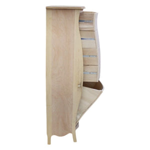 cassettiera bombata legno grezzo bianco 4 cassetti e ribalta 73x37x141 (3029) - Mobili 2G