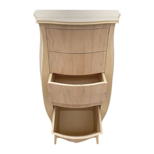 cassettiera bombata legno grezzo bianco 4 cassetti e ribalta 73x37x141 (3029) - Mobili 2G